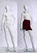 Manekiny wystawowe - K46980-B piękny abstrakcyjny manekin damski "bez twarzy" lakierowany na biały połysk - miniaturka - grafika 1