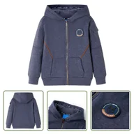 Bluzy dla dziewczynek - Bluza dziecięca z kapturem i zapięciem na zamek - niebieski melanż - 128 - Bluza Dziecięca - miniaturka - grafika 1