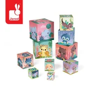 Układanki dla dzieci - Janod Piramida Wieża 10 Kostek Słodkie Zwierzaki - miniaturka - grafika 1