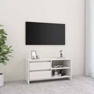 Lumarko Szafka pod TV, biała, 80x31x39 cm, drewno sosnowe - Szafki RTV - miniaturka - grafika 1