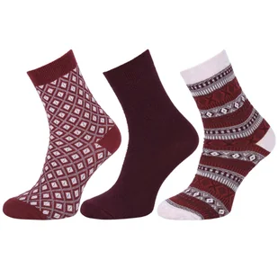 Skarpety damskie brązowo-bordowe - 3 pary - Skarpetki damskie - miniaturka - grafika 1