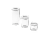 Pojemniki kuchenne - Zestaw 3 pojemników AMOS 1,8 l / 1,0 l / 0,6 l transparentne białe - miniaturka - grafika 1