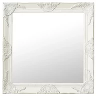 Lustra - vidaXL Lustro ścienne w stylu barokowym, 60x60 cm, białe - miniaturka - grafika 1