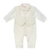 Pajacyki dla niemowląt - Pajac welurowy Henry, ecru 74 - miniaturka - grafika 1