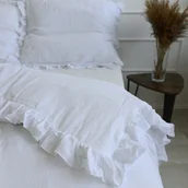Pościel - Pościel muślinowa z falbanką - biała [Rozmiar: 140/200 i 70/80] - miniaturka - grafika 1