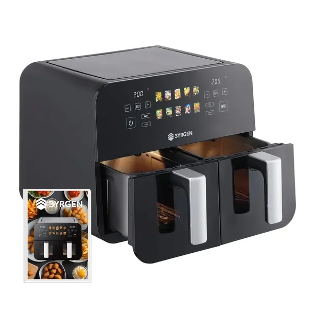 Frytkownica Beztłuszczowa Air Fryer BYRGEN 9L dwukomorowa 2400W suszarka