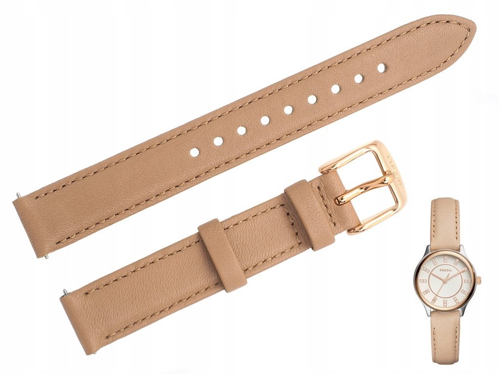 Pasek do zegarka Fossil BQ1576 jasny brąz beżowy 14 mm