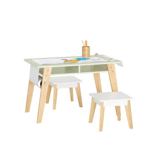 SoBuy Zestaw stoliku i 2 krzesła dla dzieci do rysowania szuflady półka KMB92-GR - Zestawy mebli dla dzieci - miniaturka - grafika 1
