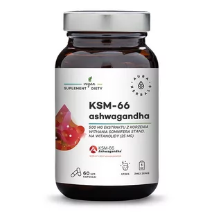 AURA HERBALS Aura Herbals Ashwagandha KSM-66 Korzeń 500 mg x 60 kaps - Układ nerwowy - miniaturka - grafika 1