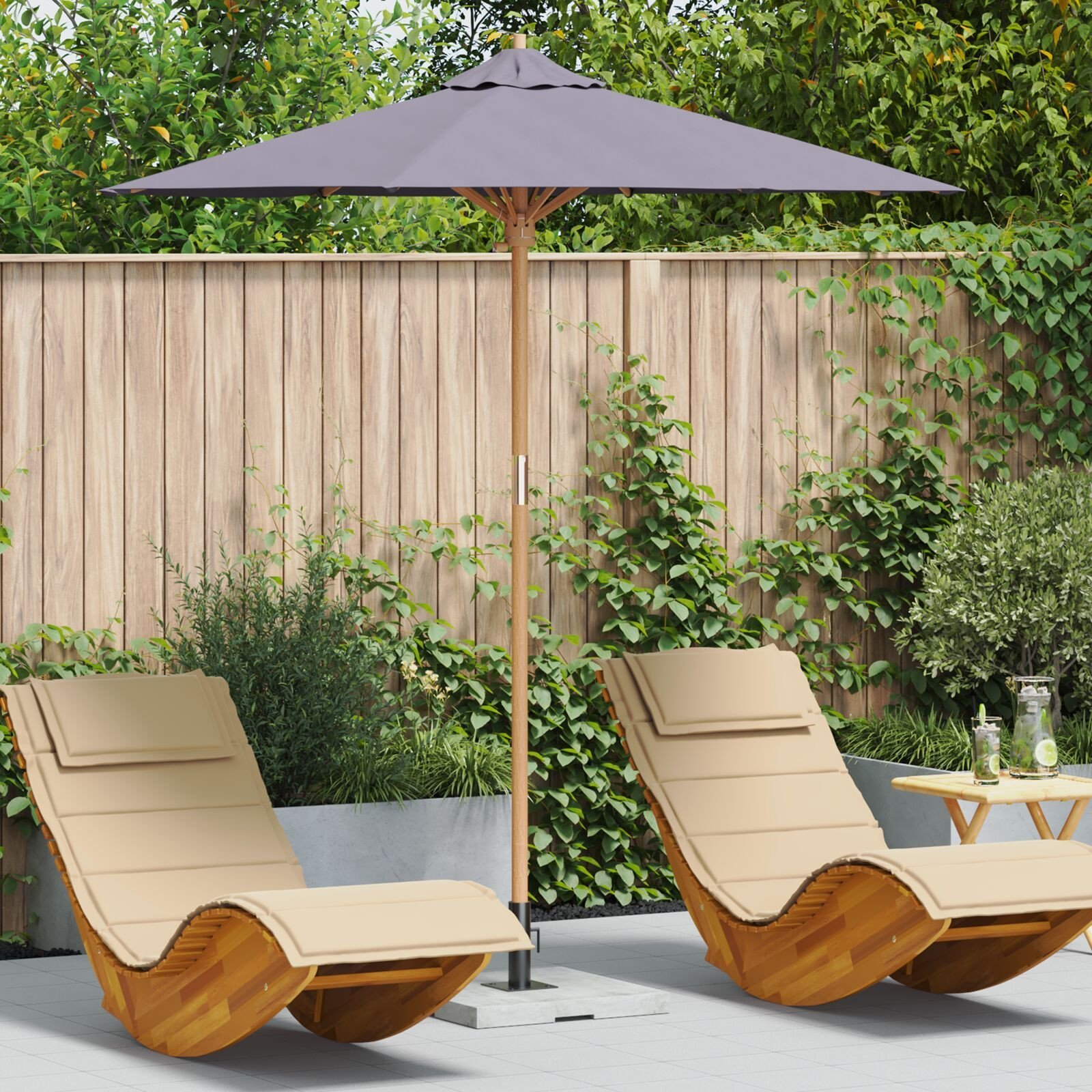 Ciemnoszary parasol ogrodowy 217x230 cm z bambusa