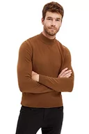 Koszulki męskie - DeFacto Męski sweter z dzianiny z długim rękawem okrągły dekolt - slim fit sweter dla mężczyzn topy (camel, S), piaskowy, S - miniaturka - grafika 1