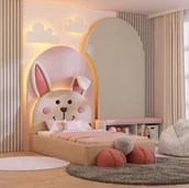 Łóżka dla dzieci i młodzieży - Łóżko tapicerowane dla dzieci królik Bunny lux 4 rozmiary - miniaturka - grafika 1