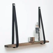 Wieszaki i stojaki - Wieszak na półkę skórzany czarny z niklem - miniaturka - grafika 1