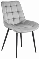 Krzesła - Jasnoszare pikowane krzesło welurowe nowoczesne - Alvor - miniaturka - grafika 1