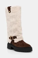 Kozaki damskie - Steve Madden kozaki Godiva damskie kolor beżowy na platformie 11003413 - miniaturka - grafika 1