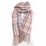 Apaszki i szaliki damskie - Kolorowy SZAL DAMSKI w Kratę Duży z Frędzlami Stylowy Modny na Jesień MORAJ - miniaturka - grafika 1