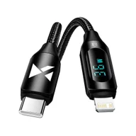 Kable USB - Kabel USB-C - Lightning Wozinsky WUCLC1 z wyświetlaczem LED 36W 1m  - czarny - miniaturka - grafika 1