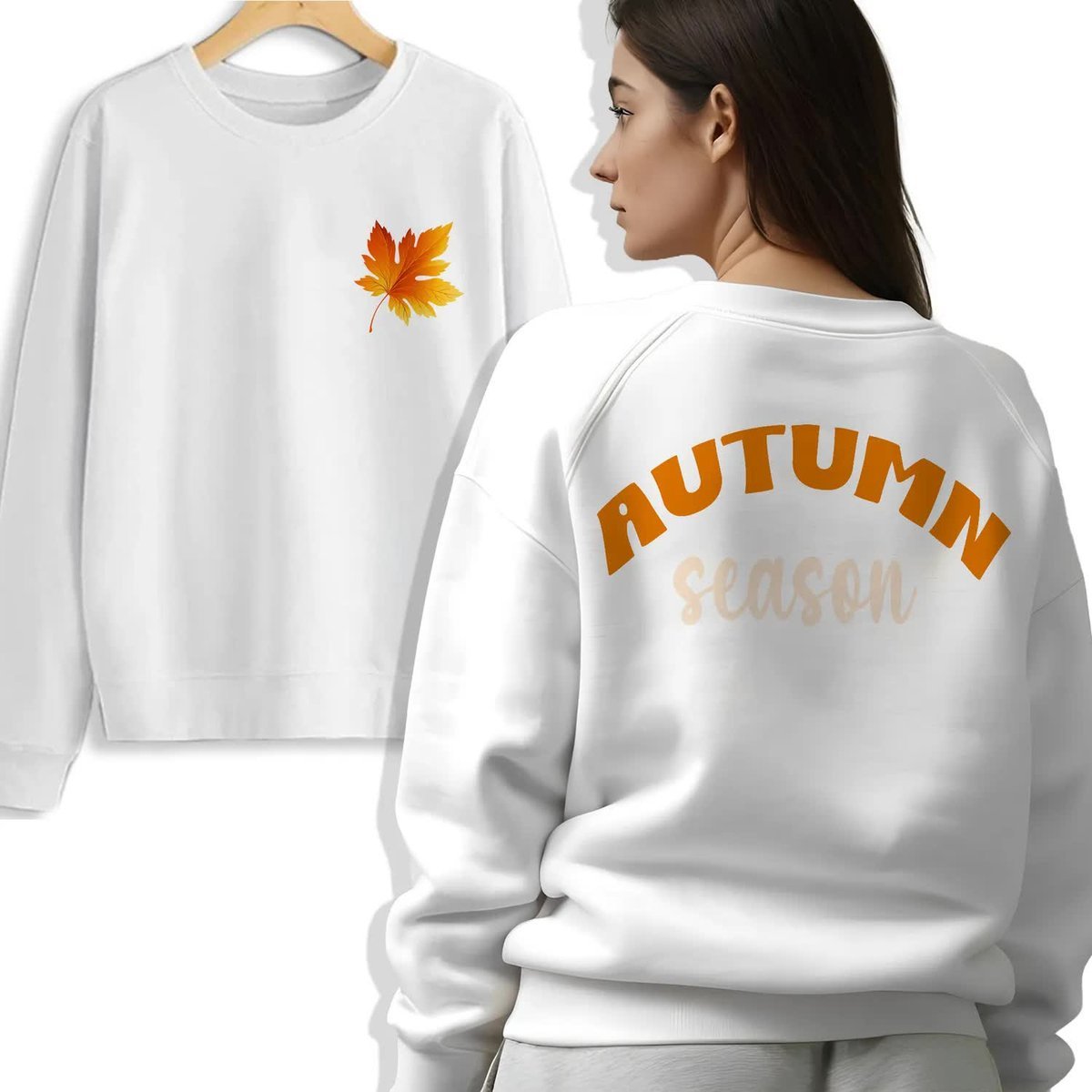 Biała Bluza Dresowa Damska AUTUMN SEASON Jesieny Vibe Dla Jesieniary Rozm S