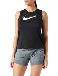 Nike Damska kamizelka W Nk Df Swsh Run Tank Vest, czarny/odblaskowy srebrny, M - Kamizelki damskie - miniaturka - grafika 1