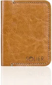 Portfele - Solier Cienki skórzany męski portfel SOLIER SLIM JASNY BRĄZ JULIANA - miniaturka - grafika 1