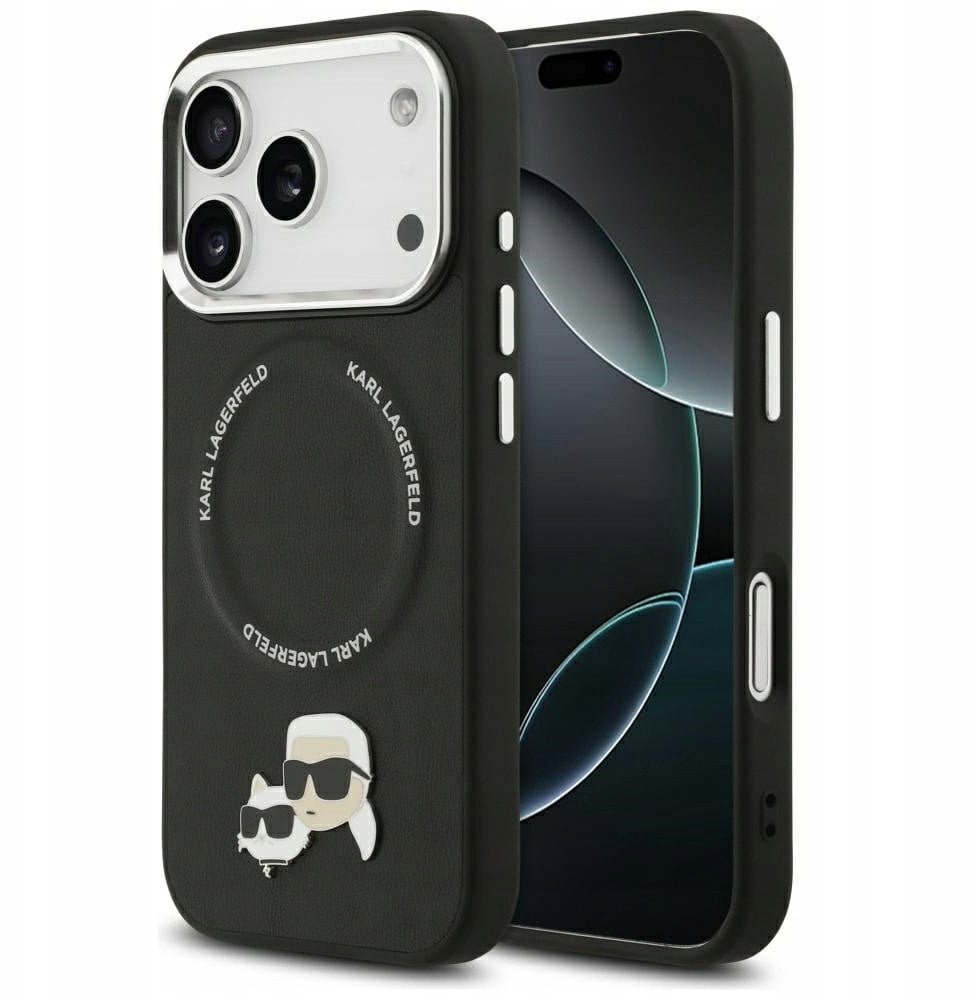 Karl Lagerfeld Karl & Choupette Pins MagSafe Case for iPhone 17 Pro Max Black