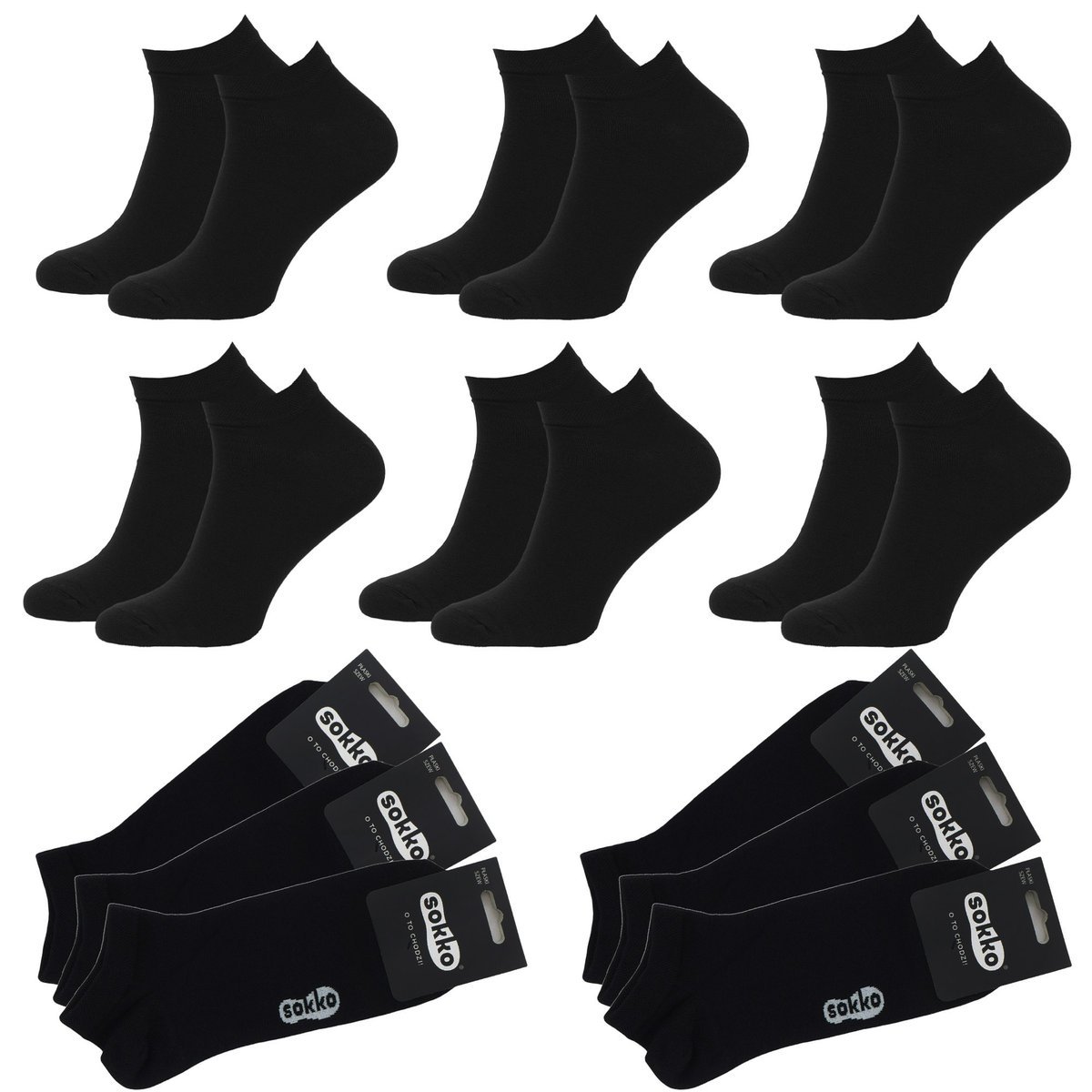 6X SOKKO STOPKI DAMSKIE MĘSKIE NISKIE BAMBUSOWE 39-42 - SD6-S61-CZA-39-41