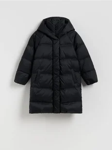 Reserved - Pikowany płaszcz z naturalnym puchem - czarny - Kurtki i płaszcze dla dziewczynek - miniaturka - grafika 1