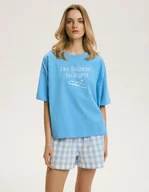 Piżamy damskie - Piżama damska Cozy Bloovii niebieski XL - miniaturka - grafika 1