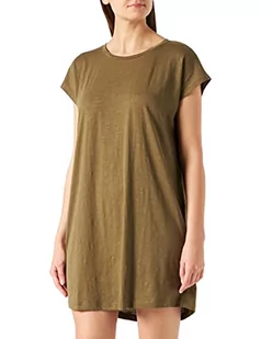 Noisy may Sukienka damska NMMATHILDE XS S M L XL czarna zielona 50% bawełna okrągły dekolt, oliwkowy (Burnt Olive), L - Sukienki - miniaturka - grafika 1