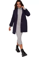 Płaszcze damskie - Chi Chi London Damski płaszcz strukturalny z rękawami kokardowymi i detalami na pasku w kolorze granatowym, granatowy, 42 - miniaturka - grafika 1