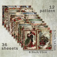 Rękodzieło - TEMU papieru do scrapbooka na Boże Narodzenie w stylu vintage A5, 36 arkuszy, do rzemiosła w zimowym victorian style, różne wzory do dziennikowania, - miniaturka - grafika 1