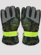 Rękawice narciarskie - Rękawiczki narciarskie 5P chłopięce żółte wzory 16 - miniaturka - grafika 1