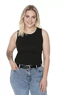 Body - Trendyol Damska bluzka plus size dopasowana bodycon okrągły dekolt dzianina plus size, Czarny, 4XL Duże Rozmiary - miniaturka - grafika 1
