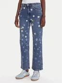 Spodnie damskie - Desigual Jeansy Daisys 25WWDD16 Niebieski Straight Fit - miniaturka - grafika 1