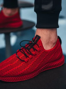 Buty męskie sneakersy z siateczki - czerwone V2 OM-FOKS-0117 - Sneakersy męskie - miniaturka - grafika 2