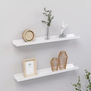 vidaXL vidaXL Półki ścienne, 2 szt., wysoki połysk, białe, 60x9x3 cm - Półki do salonu - miniaturka - grafika 1