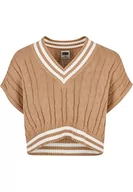 Bluzy damskie - Urban Classics Bluza damska Cropped Knit College Slipover od Women's Ladies Cropped Knit College Slipover Sweatshirt, kolor, beżowy unionowy, M - miniaturka - grafika 1