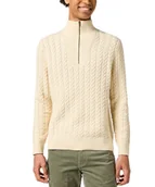 Swetry męskie - Sweter Wrangler HALF ZIP KNIT 112357290 Ecru XL - miniaturka - grafika 1
