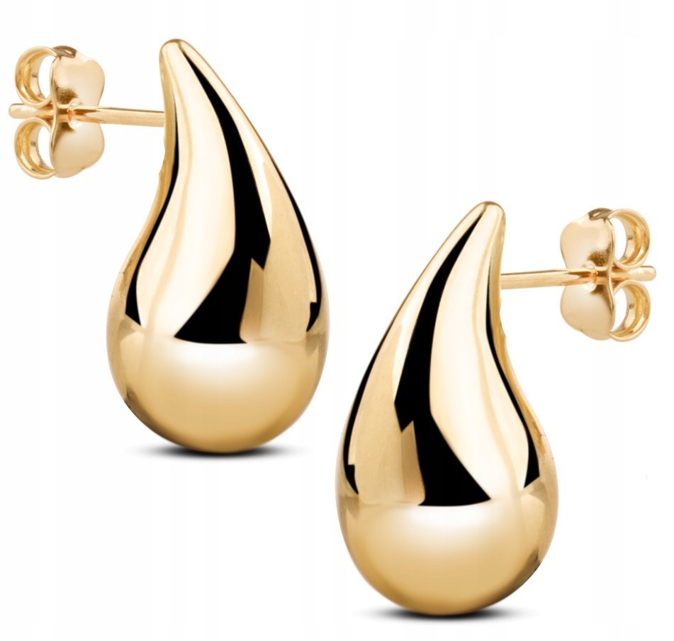 ŚLICZNE KLASYCZNE ZŁOTE KOLCZYKI KROPLE KROPELKI GOCCIOLINE 2G 14KT 585