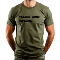 Koszulki męskie - T-Shirt z napisem "Rise and Shine" Bawełna XL - miniaturka - grafika 1