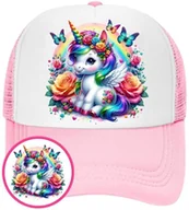 Czapki i chusty sportowe męskie - Czapka z Daszkiem Jednorożec Różowa z Nadrukiem Lato Siatka Bejsbolówka - miniaturka - grafika 1