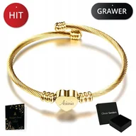 Bransoletki - Bransoletka Damska Złota 585 Z Sercem Z Imieniem - miniaturka - grafika 1