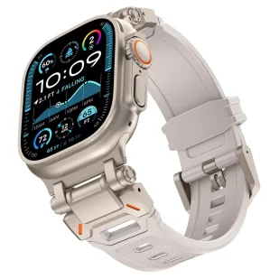 Pasek bransoleta Alogy Luxury metal + TPU band do Apple Watch 42/44/45/49mm beżowy - Akcesoria do smartwatchy - miniaturka - grafika 1