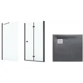 Kabiny prysznicowe - Zestaw Roca Capital kabina prysznicowa 80x80 cm kwadratowa MaxiClean z brodzikiem Terran szary łupek (AM4508016M, AM4408016M, ... - miniaturka - grafika 1