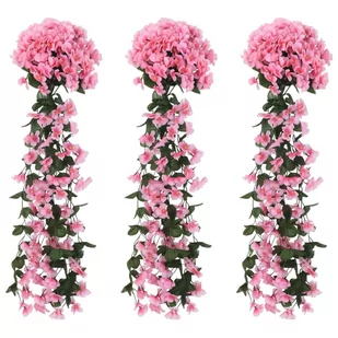 vidaXL Sztuczne girlandy kwiatowe, 3 szt., różowe, 85 cm - Dekoracje domu - miniaturka - grafika 1