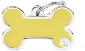 Odblaski i adresówki - Zawieszka Adresówka Identyfikator z grawerem dla psa i kota kość żółta z obramówką L - miniaturka - grafika 1