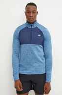 Bluzy męskie - New Balance bluza do biegania Athletics Heat Grid kolor niebieski wzorzysta MT43204HEB - miniaturka - grafika 1