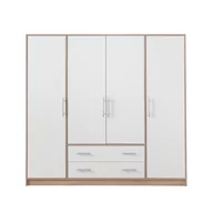 Szafy - Szafa 4D Biała SR1 Smart Meblar Biały Lux, Dąb Sonoma - miniaturka - grafika 1