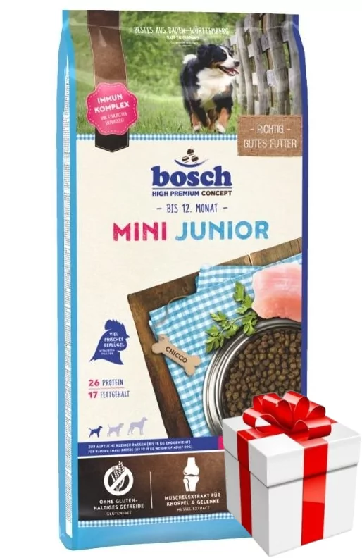 Bosch Petfood Junior Mini drób (nowa receptura) 15kg + Niespodzianka dla psa GRATIS