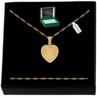 Biżuteria dla dzieci - ZŁOTY ŁAŃCUSZEK KOMUNIJNY + MEDALIK SERCE PR. 925/585 14K + GRAWER PREZENT - miniaturka - grafika 1
